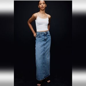 H & M Long Denim Skirt, Denim Blue, 14